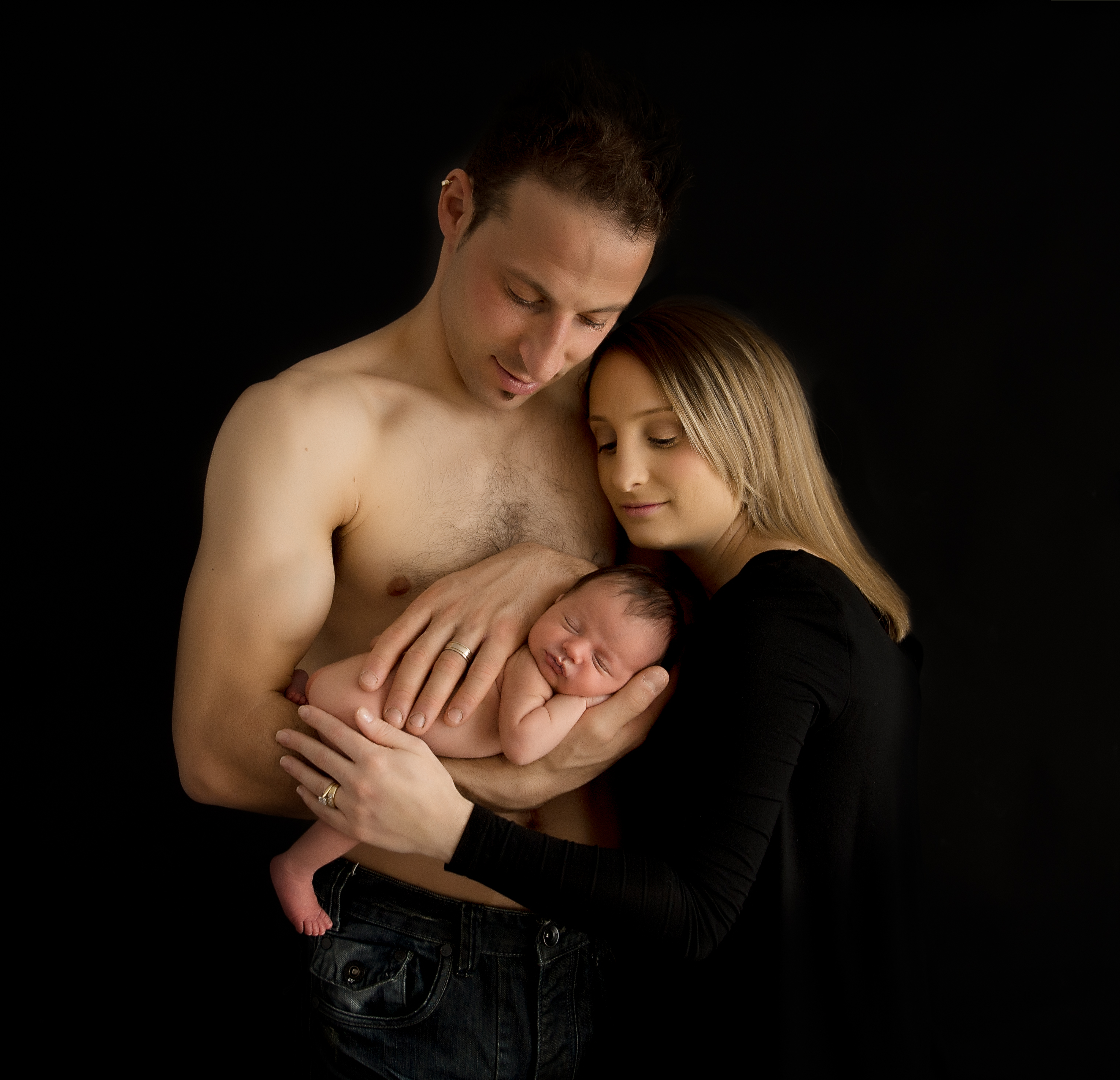 Family photo with black background