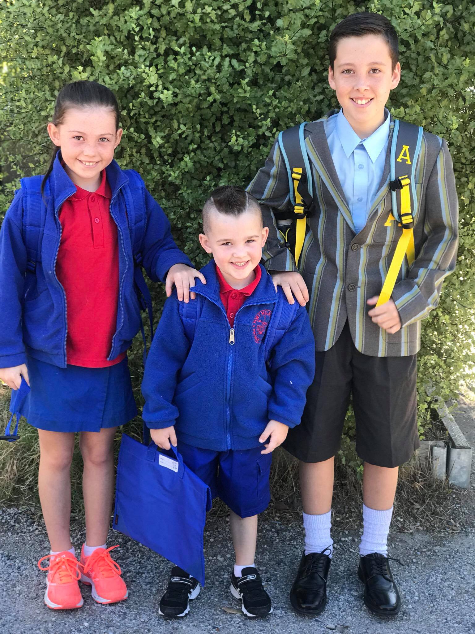 3 siblings starting school for the new year