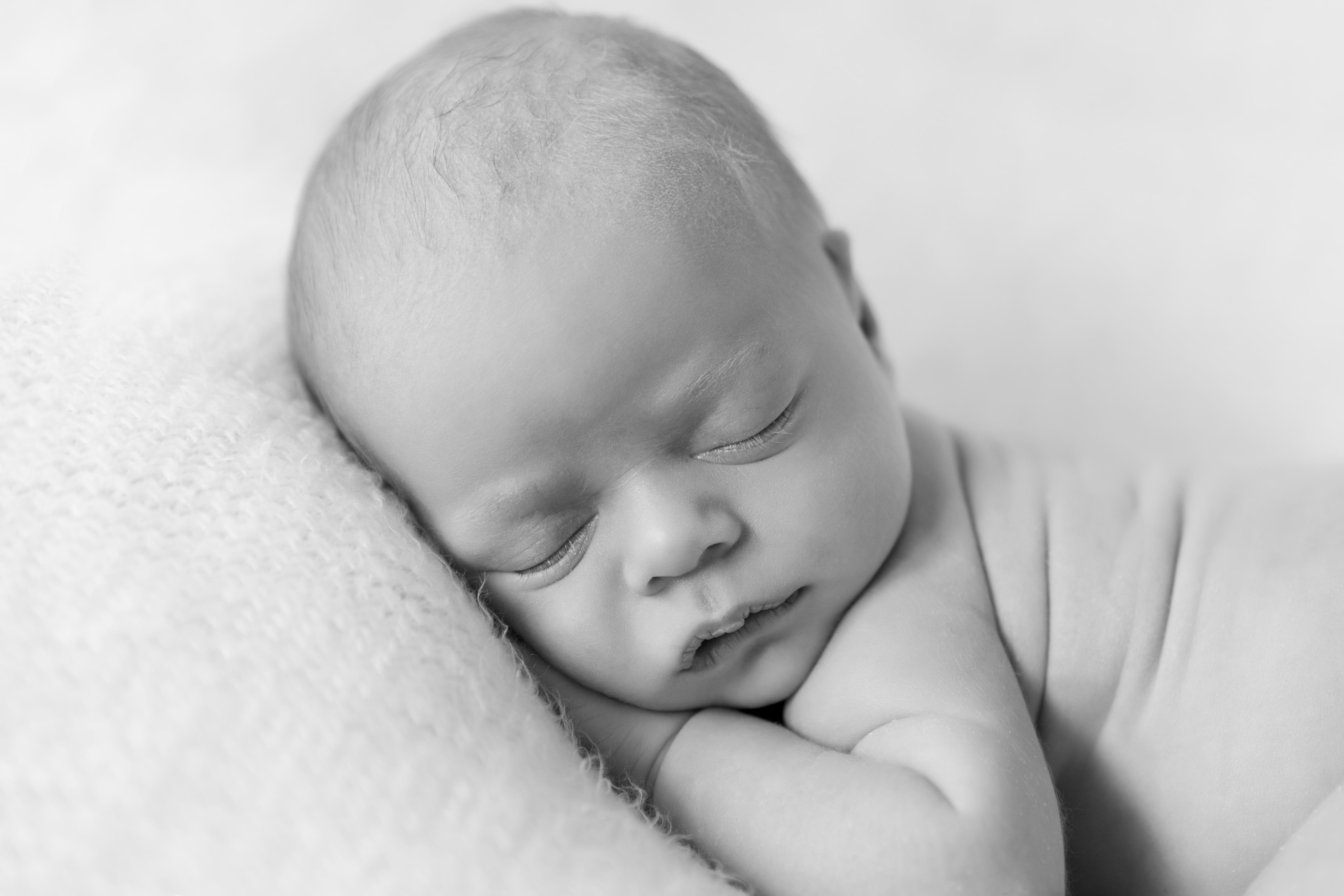 Black and white newborn photography photo