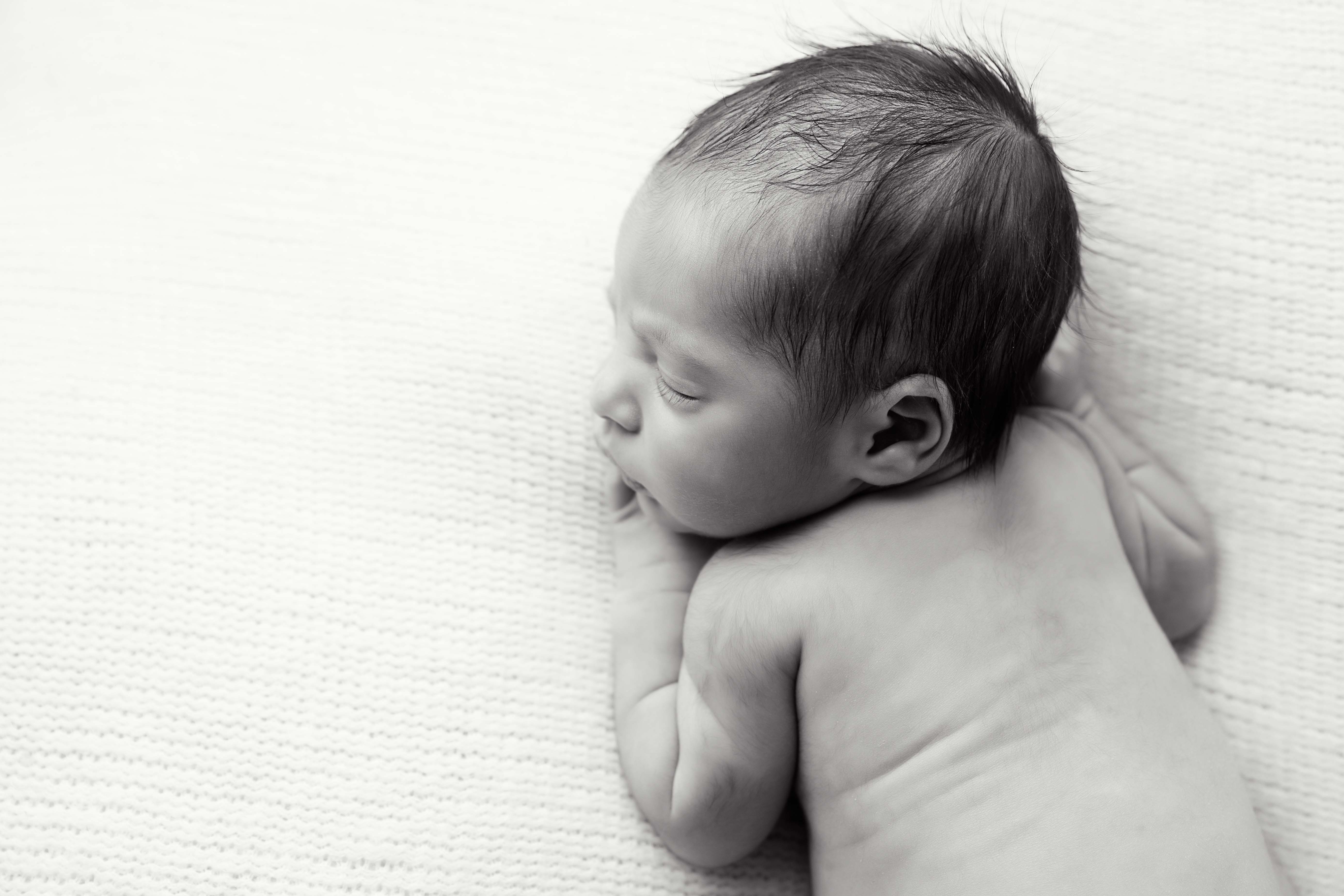 black and white newborn photography.