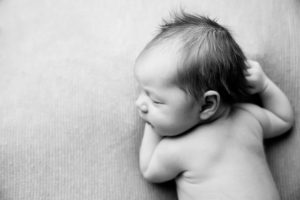 Black and white newborn photo