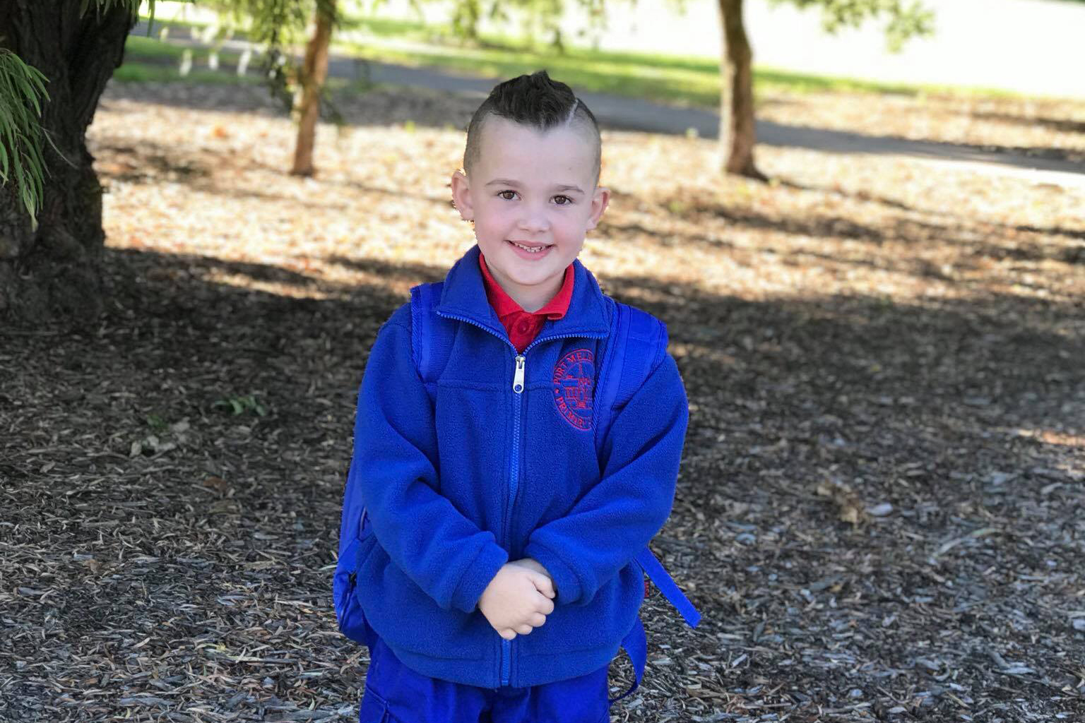 preppie starting school. In school uniform