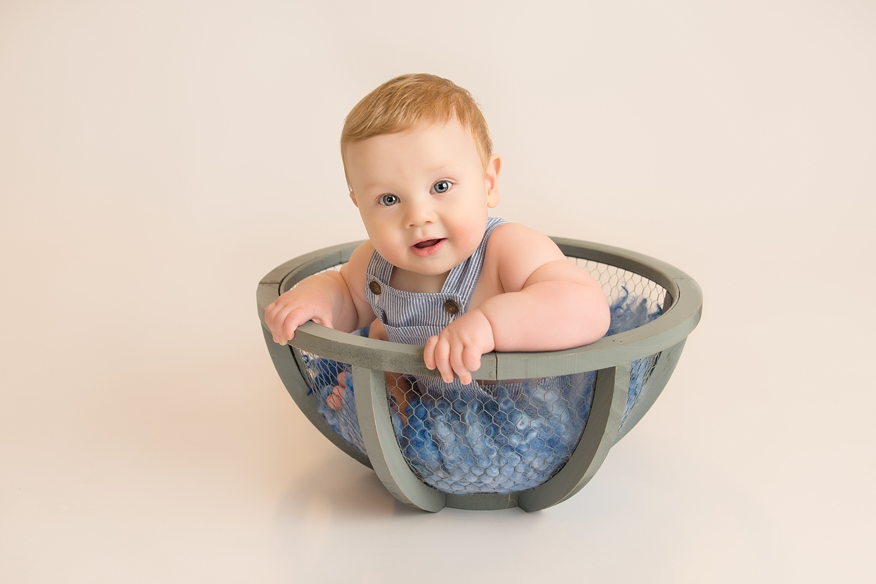 cute boy in basket